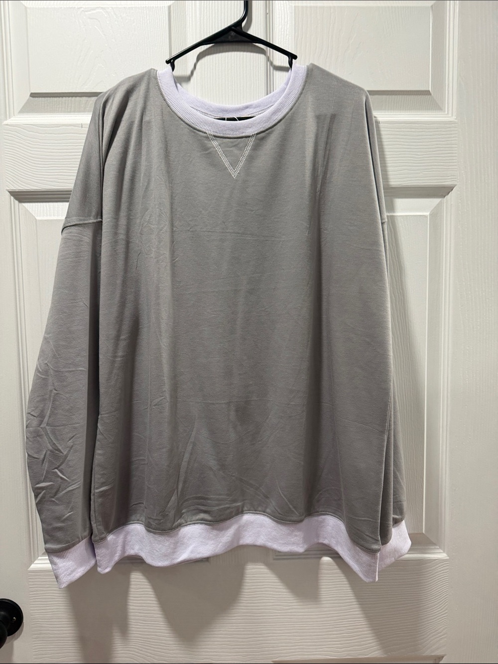Woman’s Grey Crew Sweatshirt with White Trim